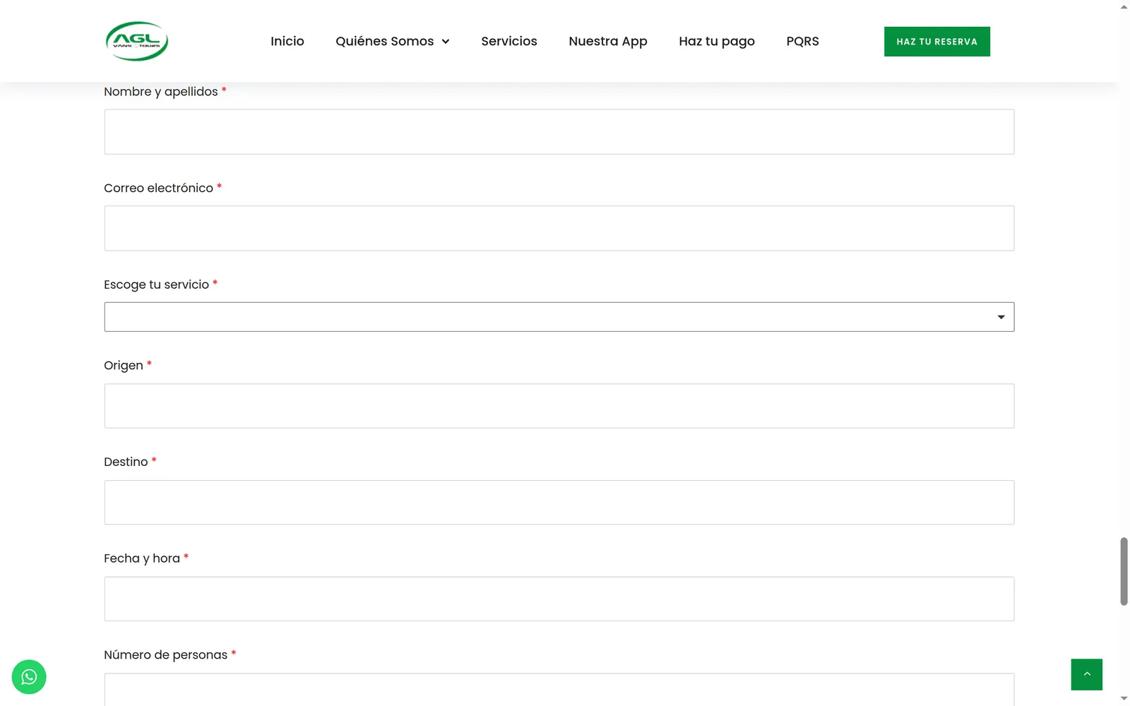 Booking request form