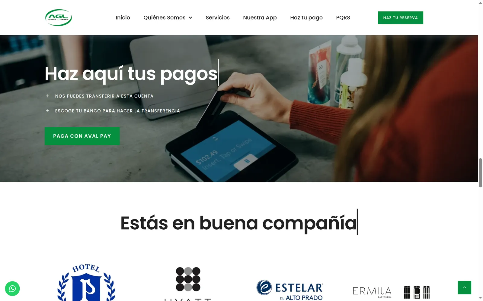 Payments section: bank transfer and Aval Pay