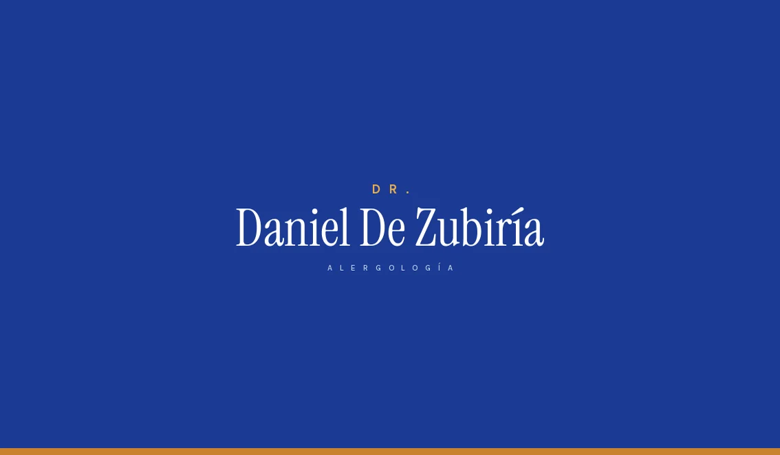 Business card, front: the logo on navy with the amber rule