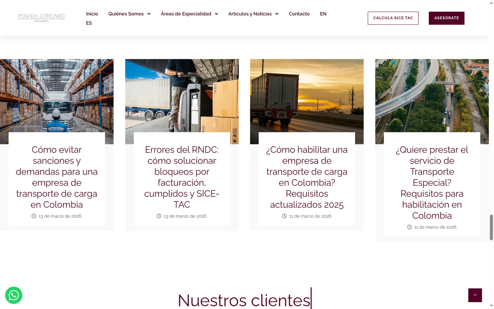Artículos sobre derecho de transporte