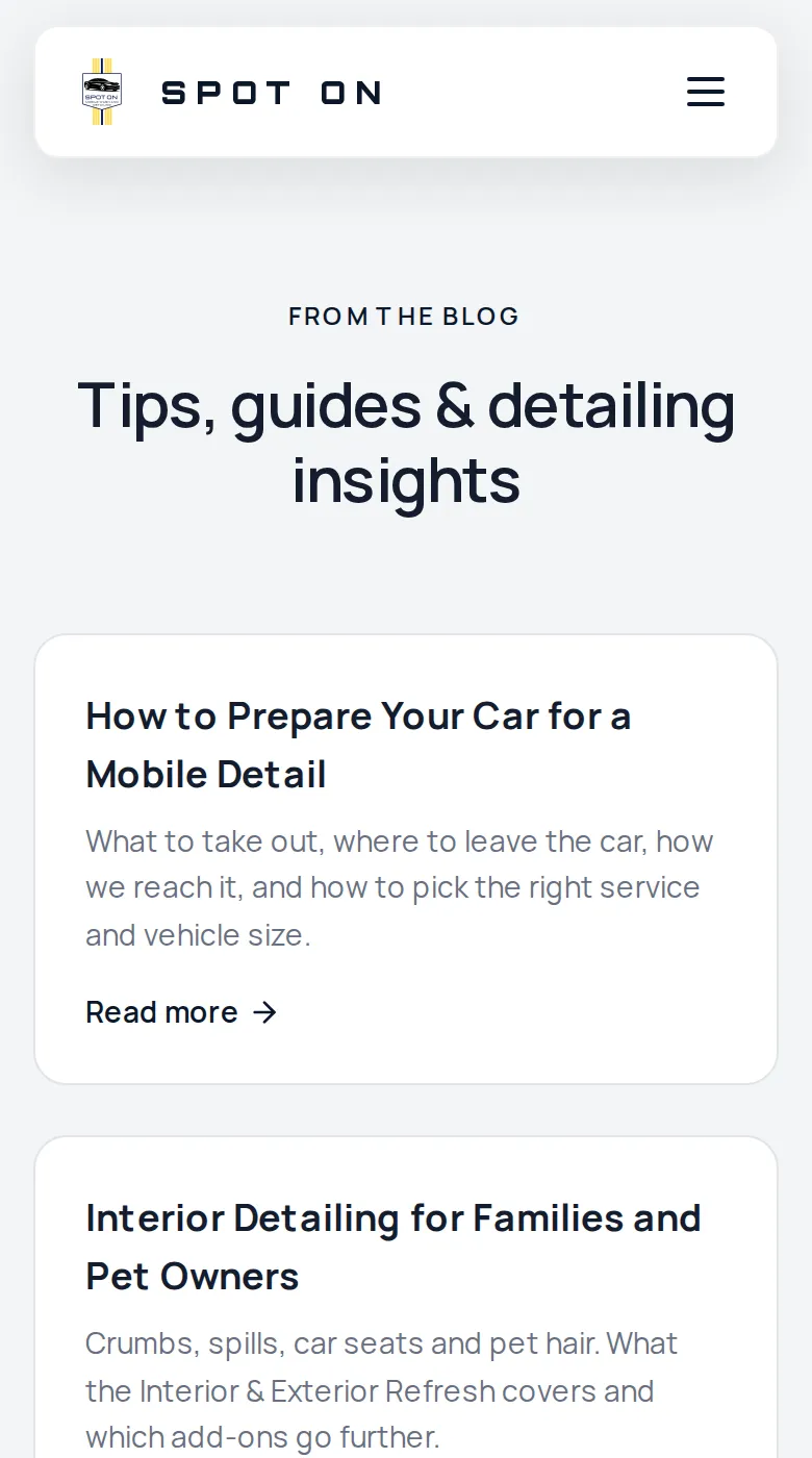 Spot On blog with guides on detailing